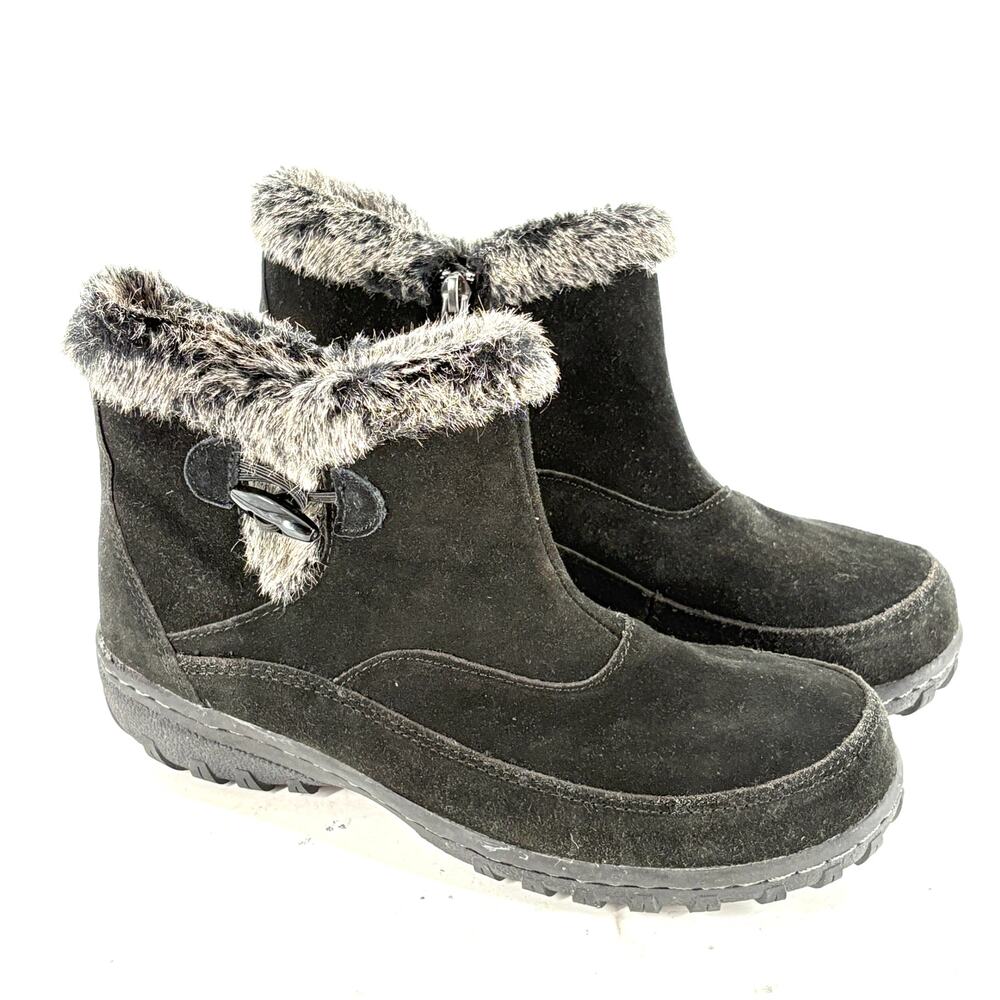 Khombu Gracie Ankle Boots 7 Black NWT Suede Waterproof Fur Booties